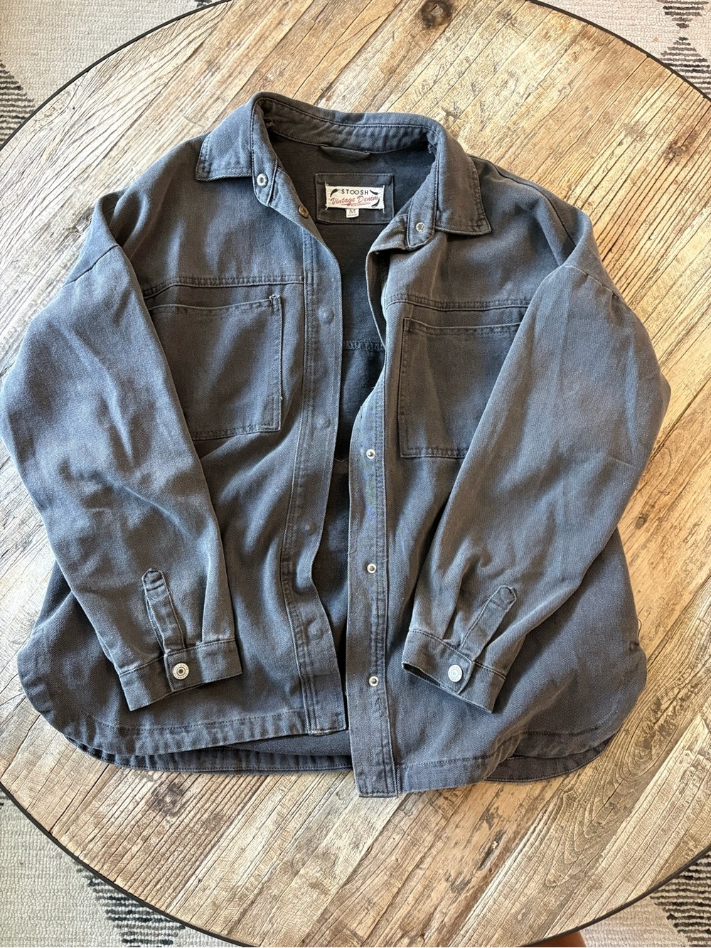 Stoosh Vintage Denim Button-Up Jacket in Gray
